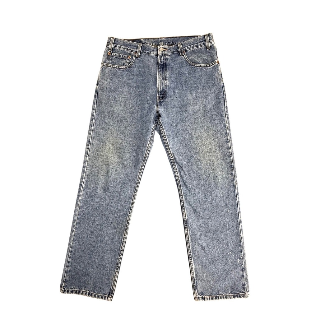 Levis 505 Jeans Mens 36x30 Blue Denim Black wing Regular Straight‎ Year 2000 Y2K